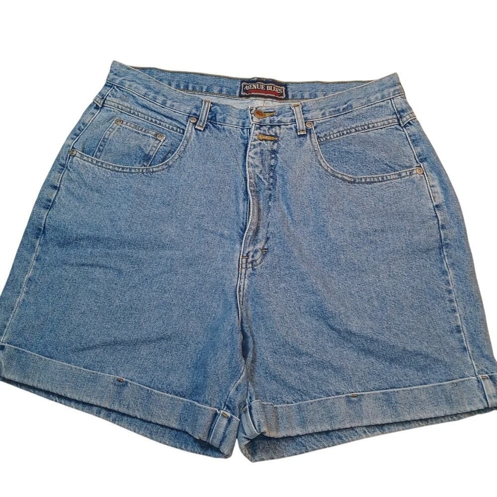 Avenue Blues Women's Blue Denim Cuffed Shorts - Size 16